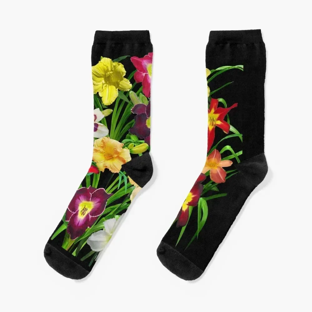 

Display of Daylilies I - on black Socks happy Novelties winter thermal professional running Men Socks Luxury Brand Women's