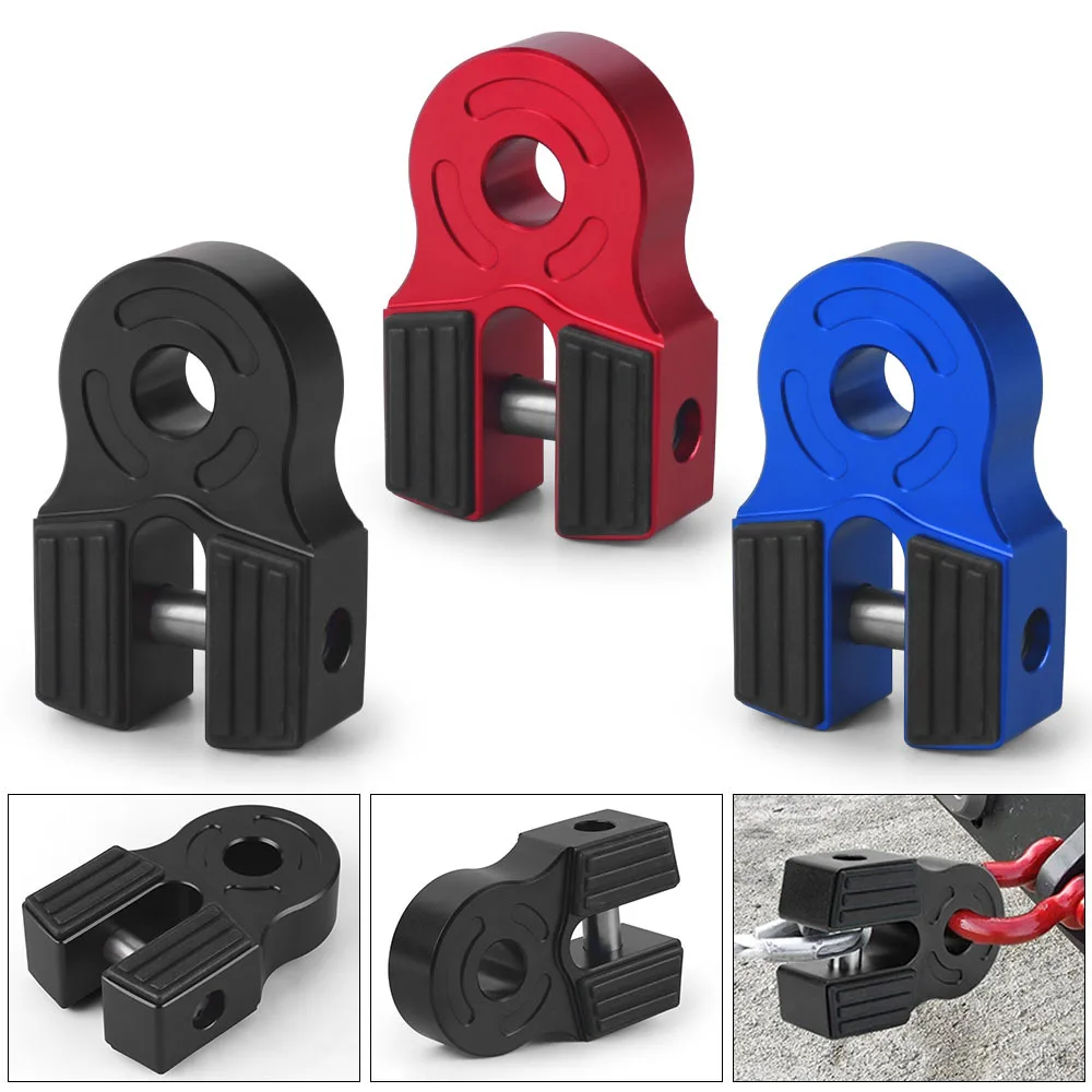 30000 LBS Aluminum Winch Shackle Flat Tow Hook Mount With Iron Pin And Rubber Guard Universal Fits ATV UTV SUV Pickup Truck