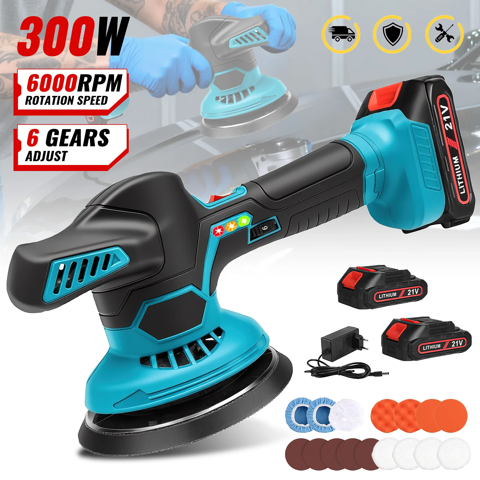 Cordless 6 Marce Auto Elettrica Lucidatore Elettrico Pentola di Lucidatura Strumento Cordless Auto Polish che guarda Macchina Per Makita 21V Batteria