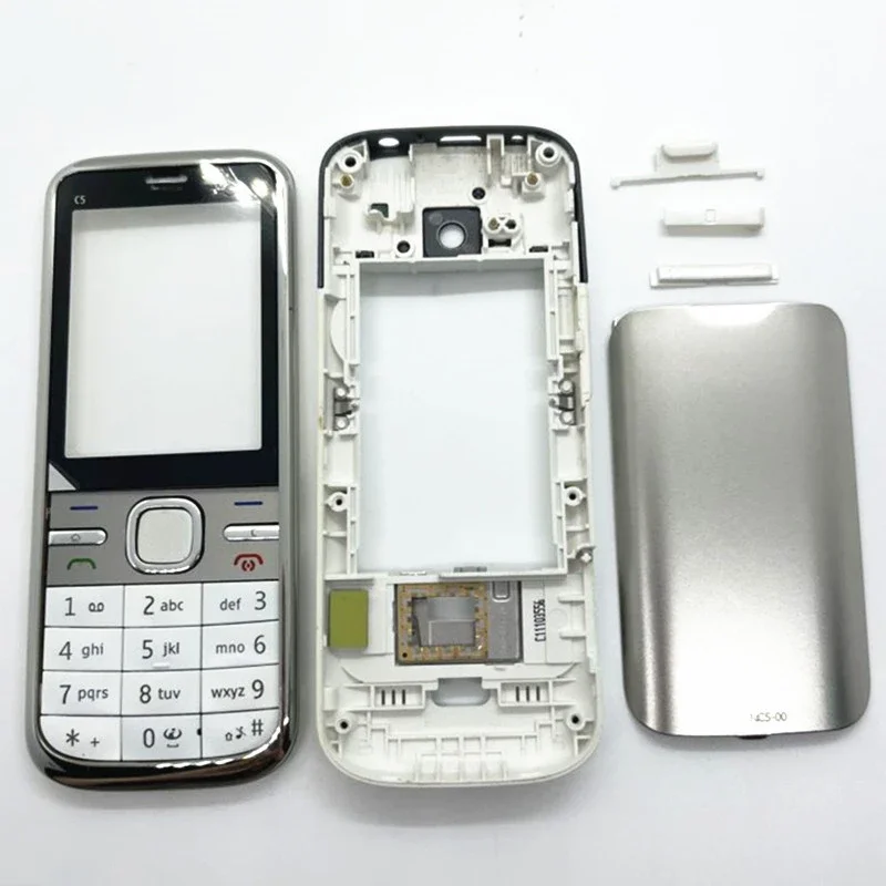 For Nokia C5 C5-00 Full Housing Cover Case With English Or Arabic Keypad Front Middle Frame Back cover Battery Cover