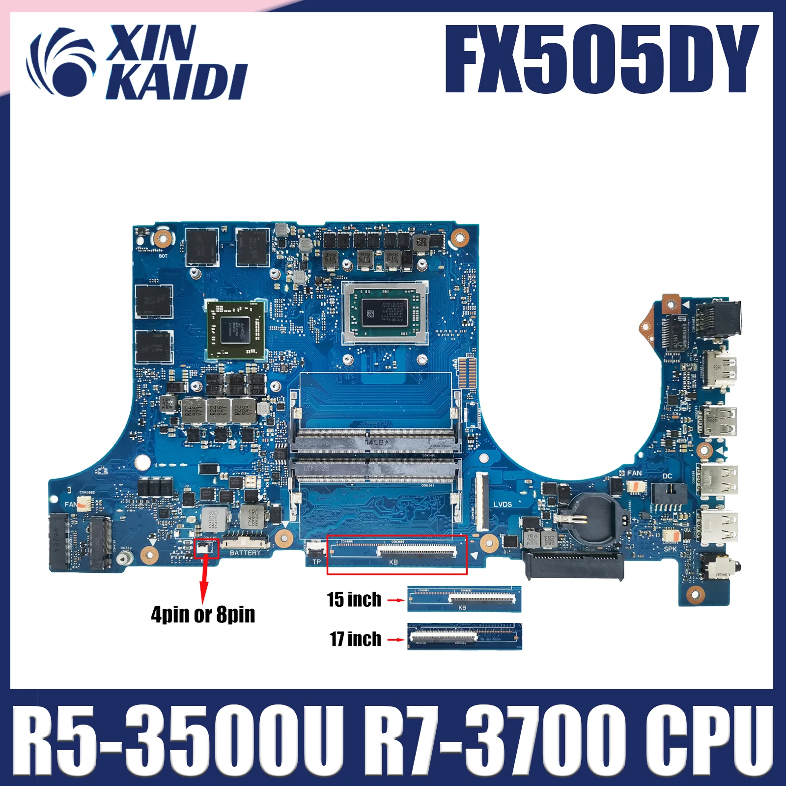 fX505DY with R5 R7 CPU RX560-V4G GPU Mainboard For ASUS TUF Gaming FX95D FX505D FX505DY FX705DY FX95DY Laptop Motherboard