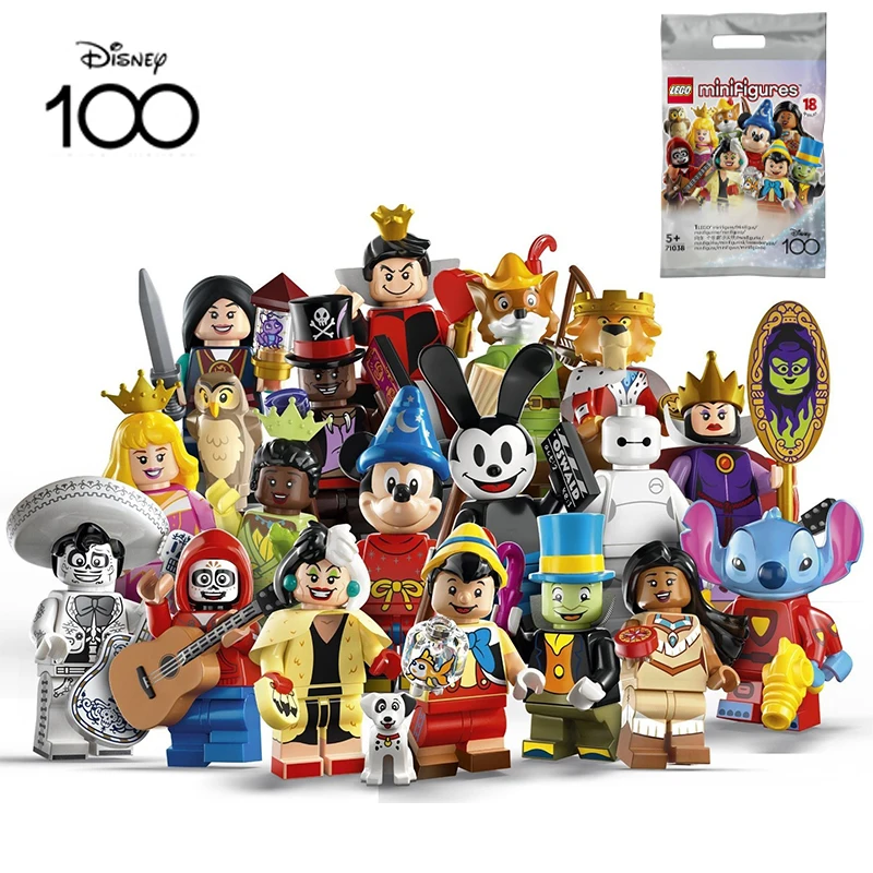 Disney Minifigures Disney 100th Anniversary Series 71038 Surprise Blind Bag Sorcerer Mickey Stitch Collectible Model Toys