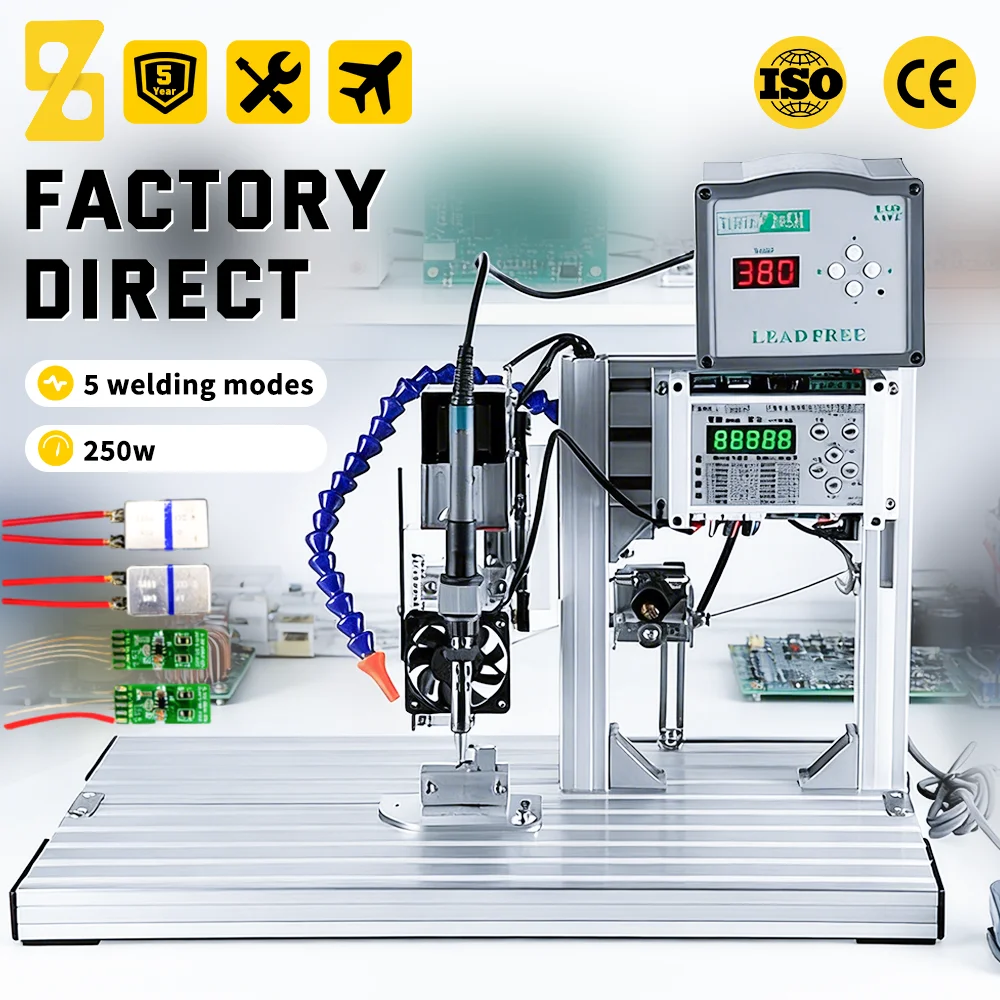 

Полуавтоматический паяльный аппарат с ножным управлением, универсальный паяльный аппарат для печатных плат, авиационных разъемов и переключателей.
