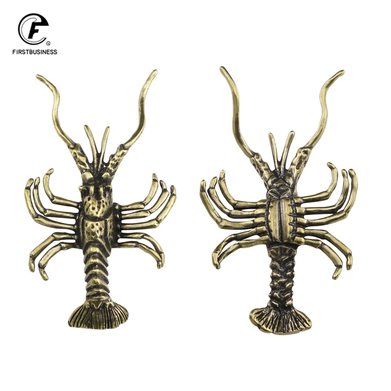 Solid Brass Crayfish Ornament Vintage Animal Pen Holder Desktop Decorations Crafts Collections Lobster Figurines Miniatures Pets