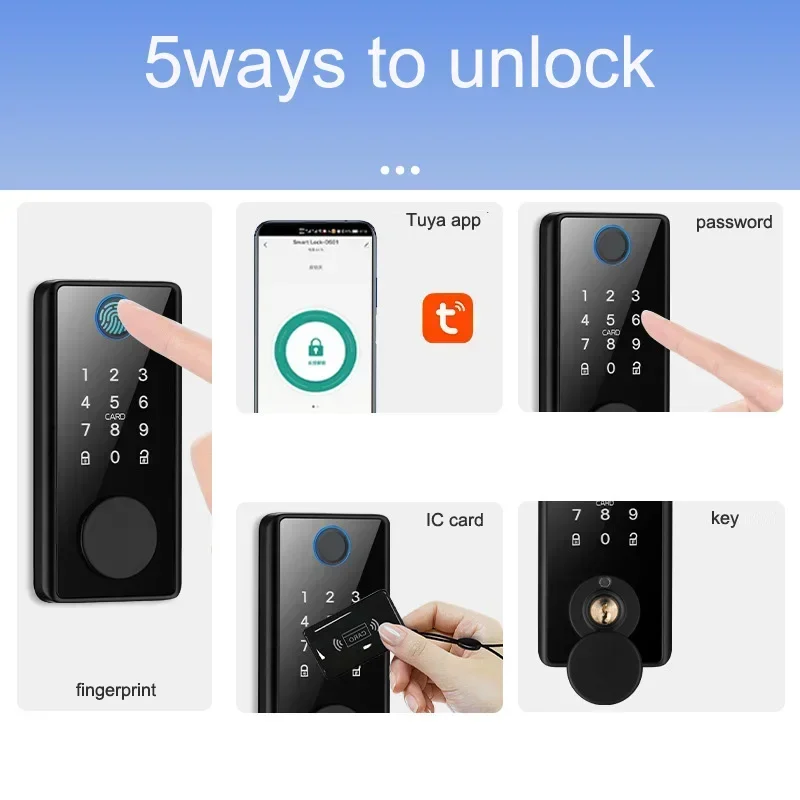 Smart Deadbolt Locks Digital Tuya App Biometric Fingerprint Password Keyless Electronic Locks front Door Alexa Keypad Lock