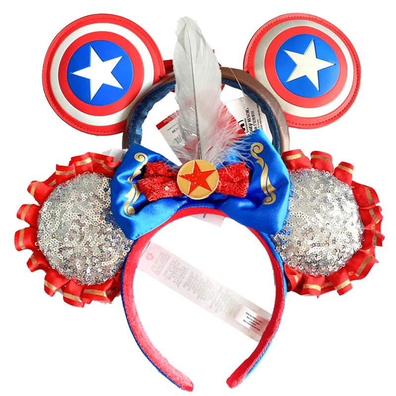 2026 Disney Mickey Mouse Ear Headband Amusement Park Fastival Party Mermaid sequin Headwear Girl Birthday Hair Accessories