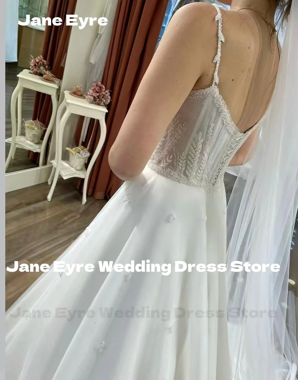 Jane Eyre Princess Spaghetti Straps Wedding Dress V-Neck Sleeveless Backless Robe De Mariée Tulle A-Line Bride Gowns Customized