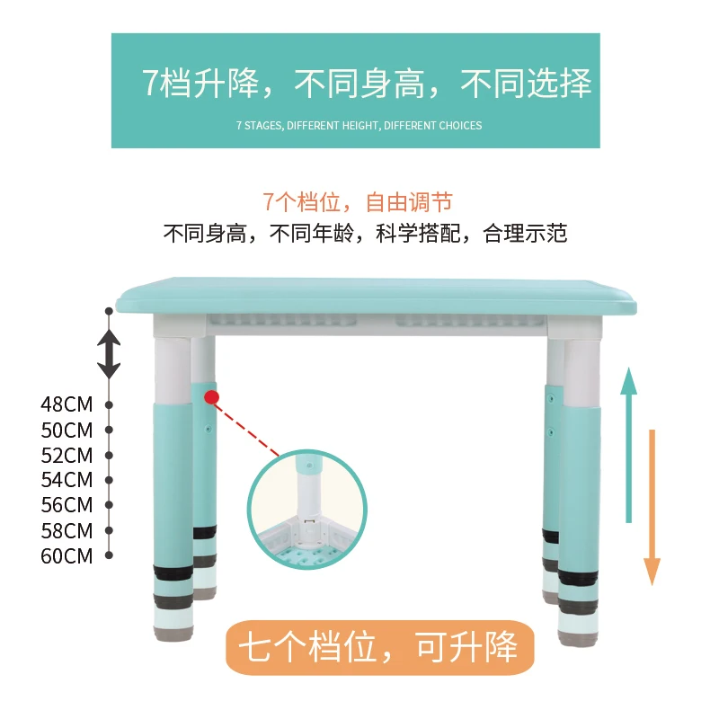 Mesa de Plástico Ajustável Infantil, Fato de Mesa e Cadeiras, Mesas e Cadeiras do Jardim Infantil, Mesa de Estudo
