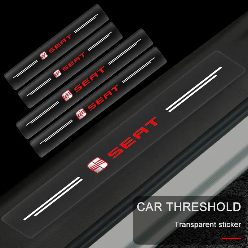 

4x защита порога автомобиля, прозрачный декоративный значок, 3D наклейка для SEAT Cupra Leon 5f Ibiza 6l 6j Leon 1p, подушка Altea Leon