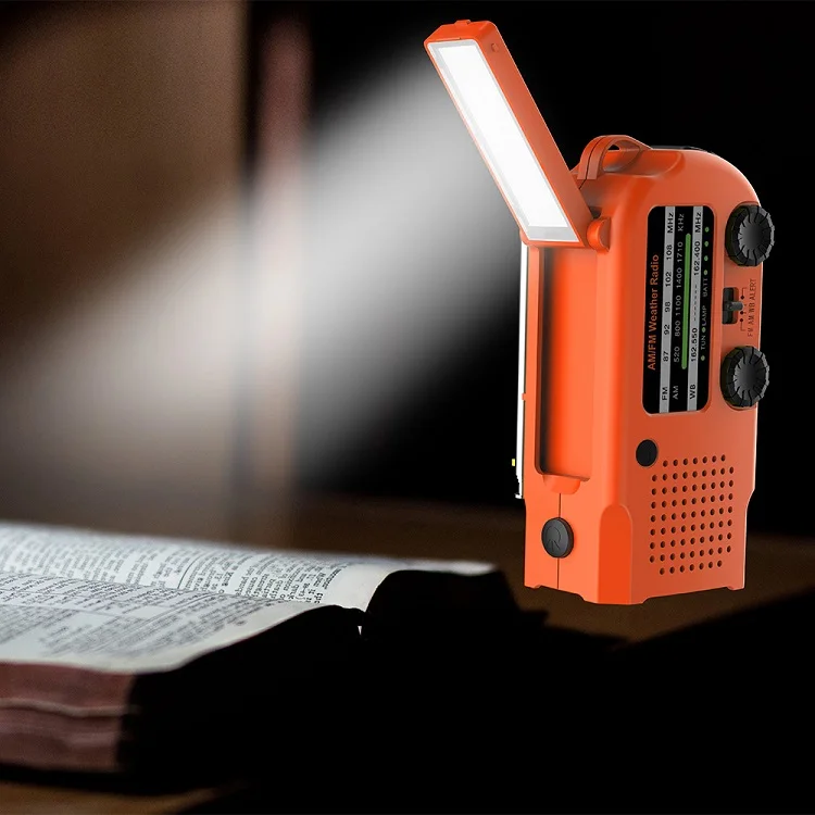 

Camping AM FM SOS NOAA rechargeable Solar Emergency Radio Hand Crank Portable Radio with Torch Phone Charger