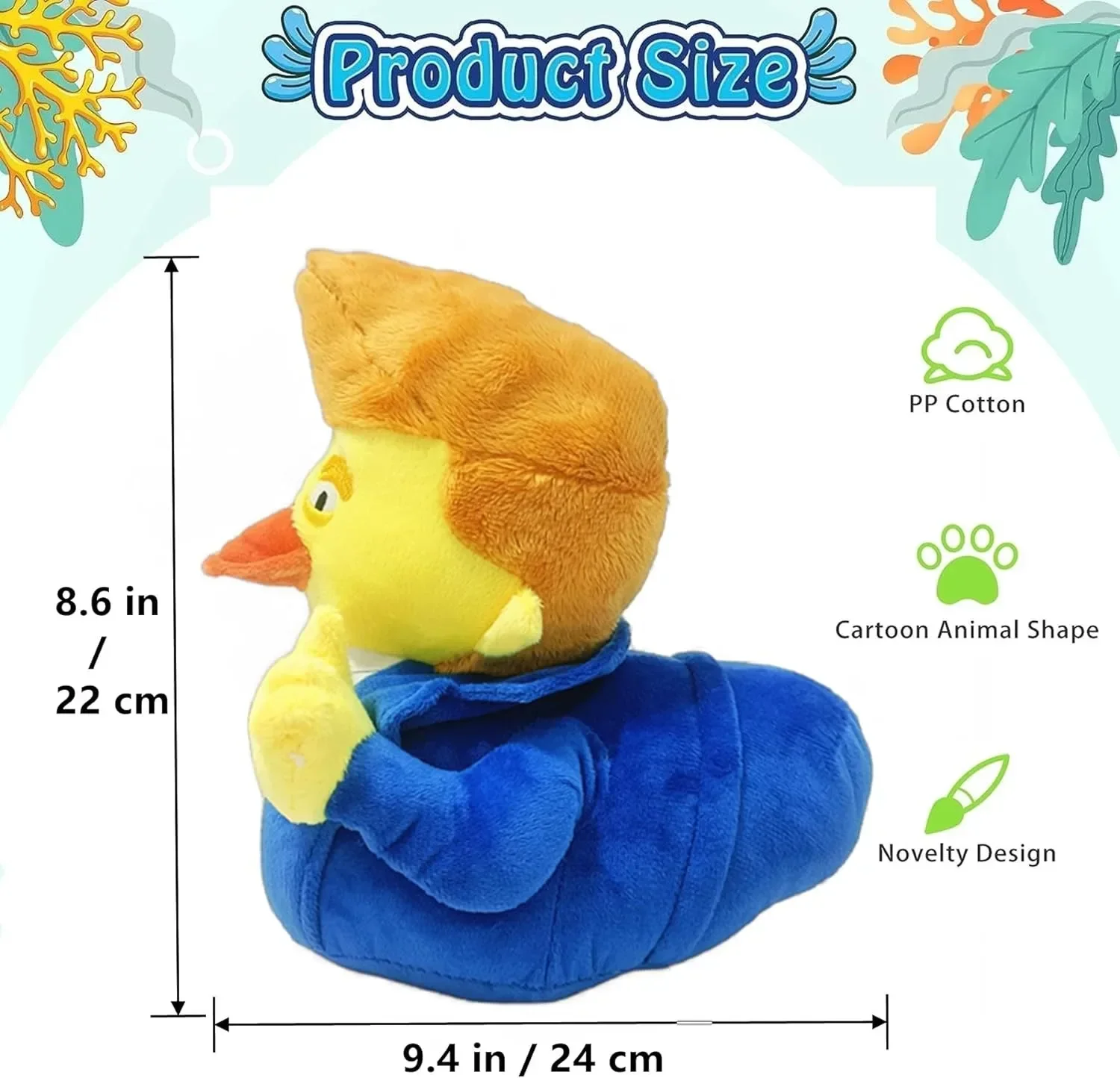 Peluche di anatra Trump 2024 da 24 cm, bambola di pezza di anatra di merce Trump, decorazioni di anatre Tromba, giocattoli di peluche Trump da collezione per i fan