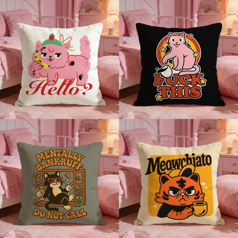 RetroCatPrint Cushion Cover Premium Comfort Reversible Pillow Cove -Two in One Design for Any Room & Car Interior