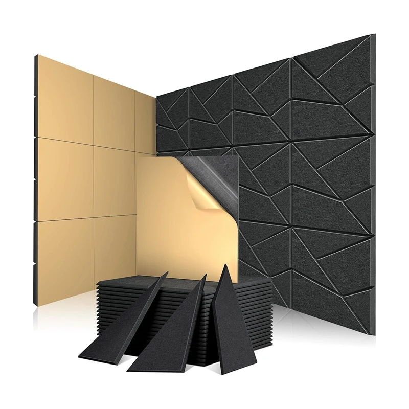 12 Pack Soundproof Wall Panels Acoustic Panels Sound Absorbing For Studio, Office, Room