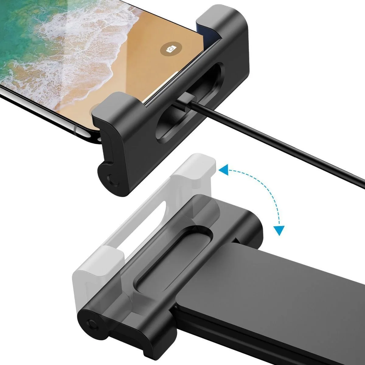 Einziehbarer Handy- und Tablet-Halter für die Rückseite der Kopfstütze im Auto, drehbare Halterung für die Rückseite des Sitzes, geeignet für Handys und Tablets mit einer Bildschirmgröße von 5 bis 13 Zoll. – Detail 6