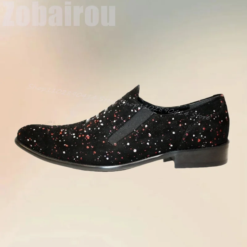 Colorful Sequins Black Strappy Pointed Toe Men Loafers Fashion Slip On Men Shoes Luxury Handmade Party Banquet Men Casual Shoes