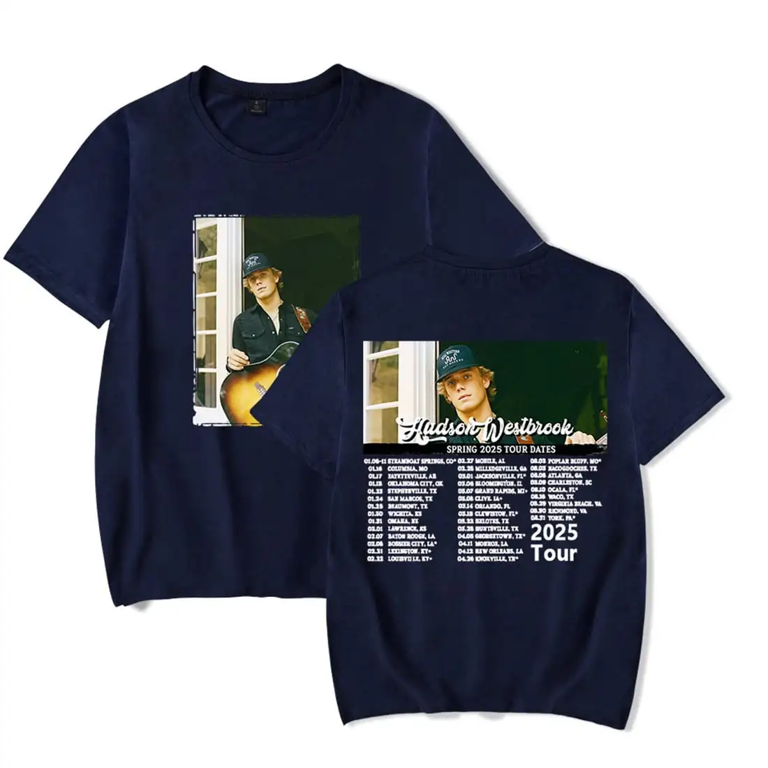 Футболка Hudson Westbrook 2025 Tour, повседневная модная футболка с коротким рукавом в стиле хип-хоп