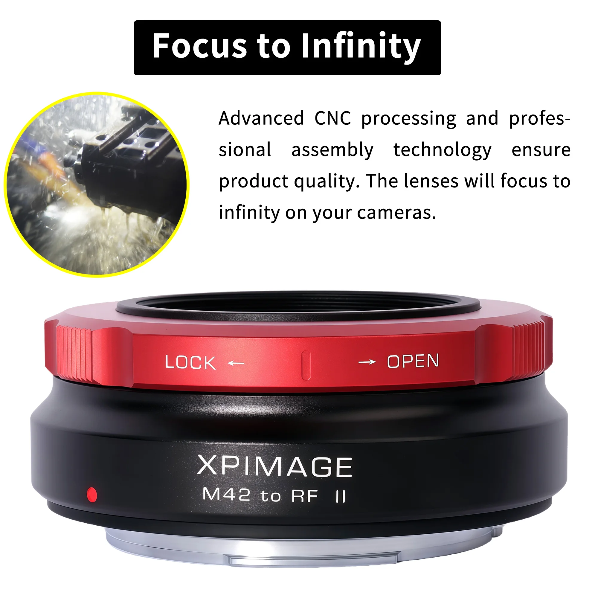 حلقة محول تركيب عدسة XPIMAGE M42 إلى RF متوافقة مع عدسات خيط برغي M42 * 1 مم لكاميرات Canon EOS R R5 R6