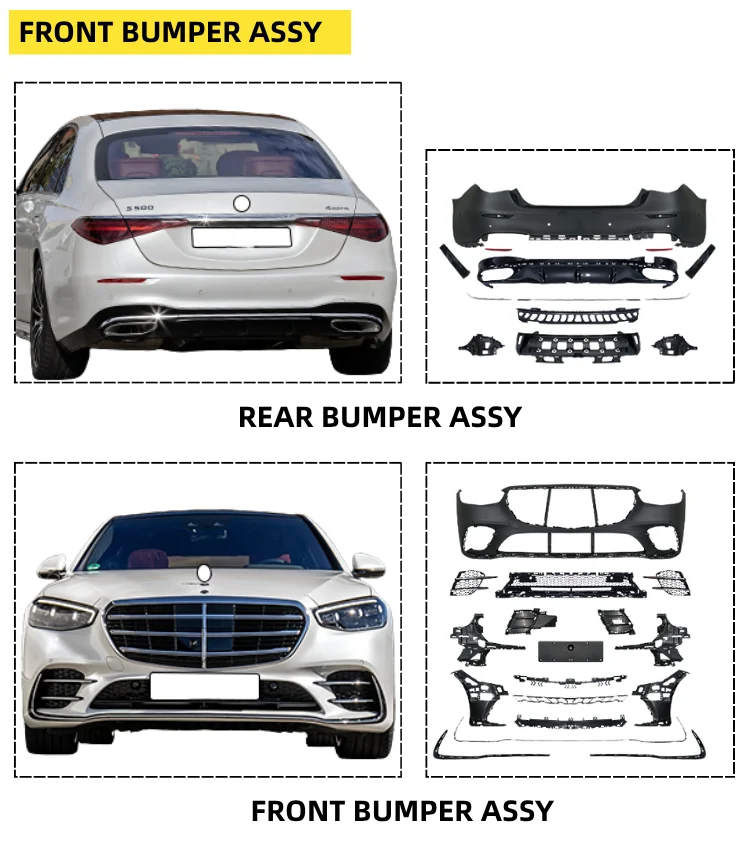Body Kit for   W223 Upgraded to S Class 2021 W223 S320 S400 S450 Style Front Rear Bumper Encircling Kit Perfect Fit