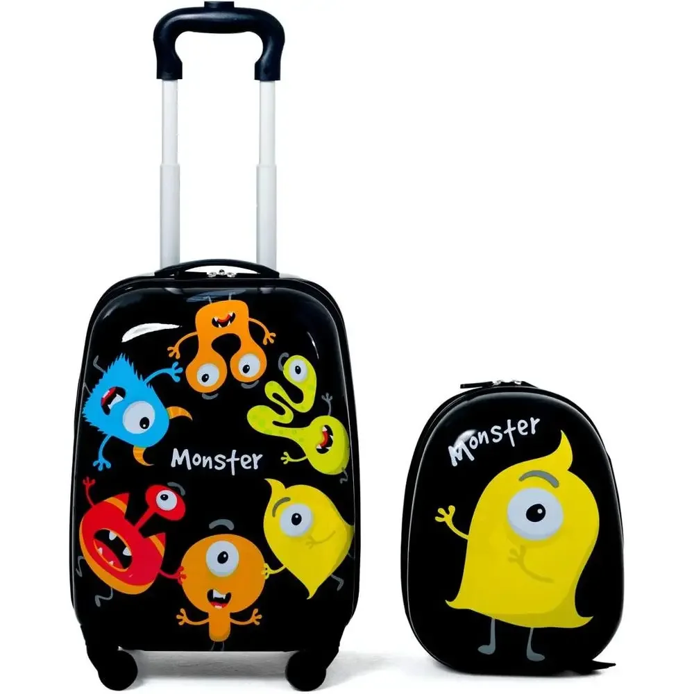 

12 & 16 Inch Kids Rolling Luggage Set with 4 Spinner Wheels, Lightweight for Travel, Suitable for Boys and Girls