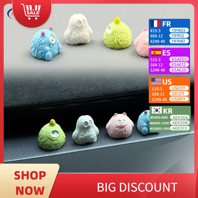

Mini Car Ornament For Tesla Model Y 3 2021-2025 Resin Cute Monster Decor Cartoon Animals Non-Blocking View Dashboard Decoration