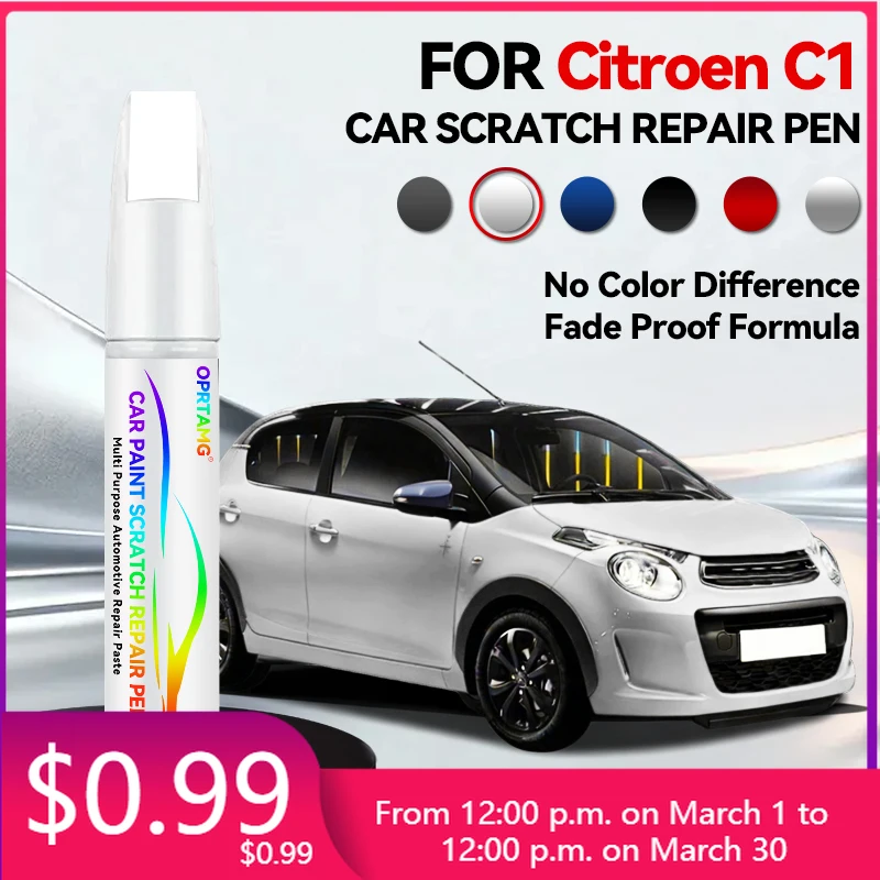 

Набор для ремонта автомобильной краски: маркер для устранения царапин для Citroen C1 1996-2026 годов выпуска, цвета: черный, серебристый, белый, серый