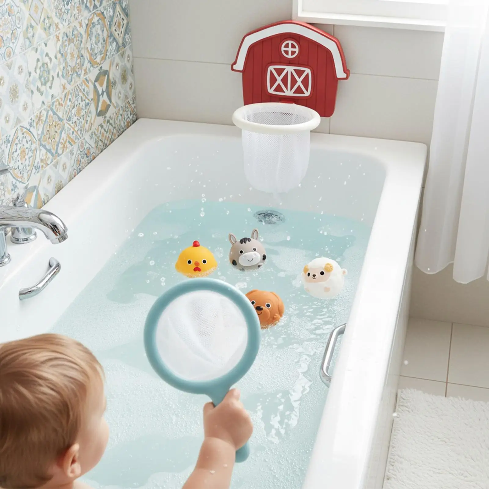 Badspeelgoed voor kinderen Interactief leuk zwembadspel Badkuip Basketbalring Zuignappen voor kinderen Jongens Meisjes Reizend zwembad Strandbadkamer