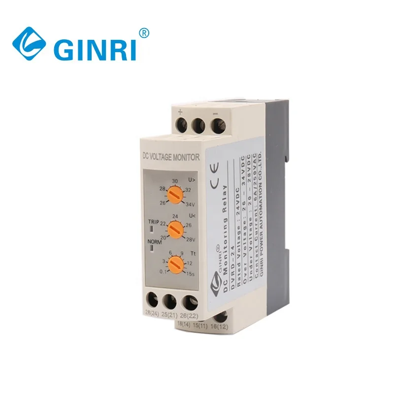GINRI DC12V 24V 36V 48V    DVRD Voltage Monitor Relay Over Under Voltage Protection Relay
