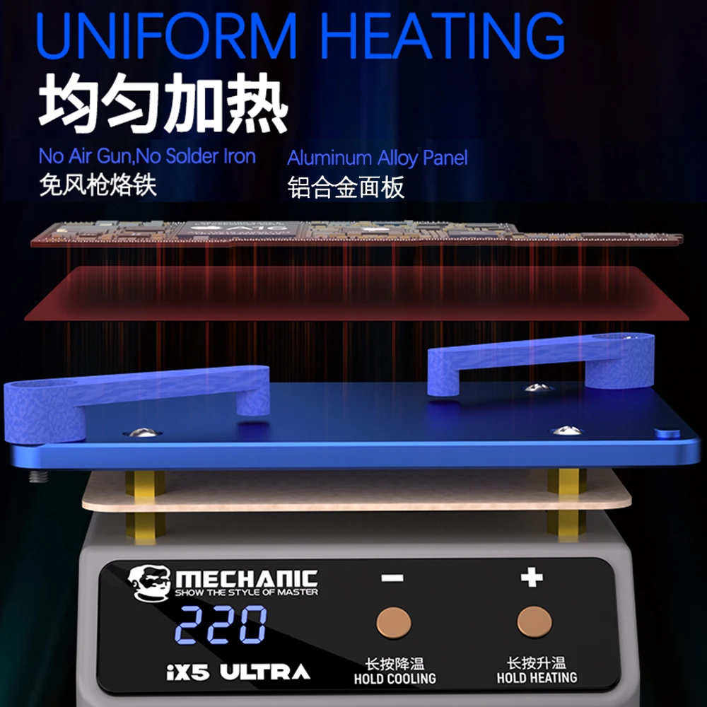 MECHANIC IX5 Ultra Universal Preheating Layering Platform for Motherboard Layering Tin Planting Glue Removal Heating Table Tool