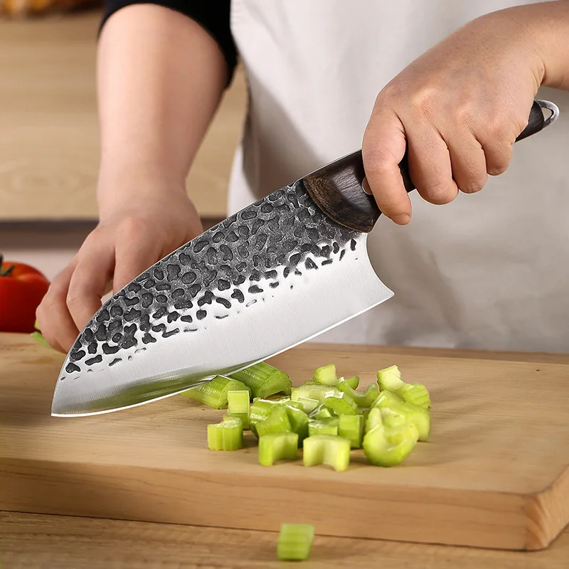 Kitchen Knife High Carbon Steel Forged Knife Professional Chef Cleaver Knife Meat Vegetables Fish Knives Cooking Tools