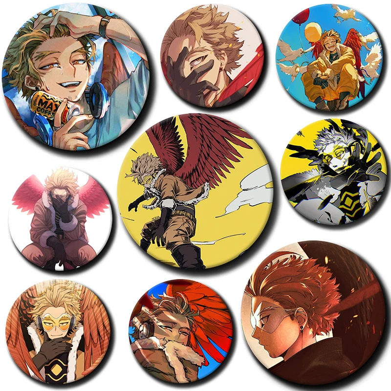 

58mm Cartoon Character Hawks Soft Button Pin Hero Anime Brooch Creative Badge for Backpack Clothes Decoration Gift