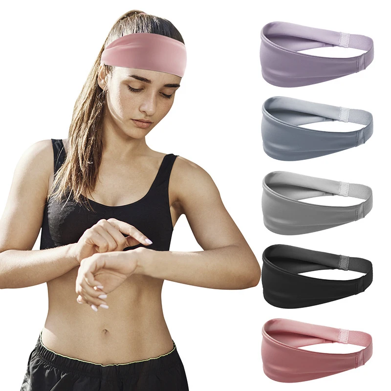 Men Women Sports Headband Basketball Outdoor Riding Anti Sweat Band Yoga Wide Sweat Absorbing Headband