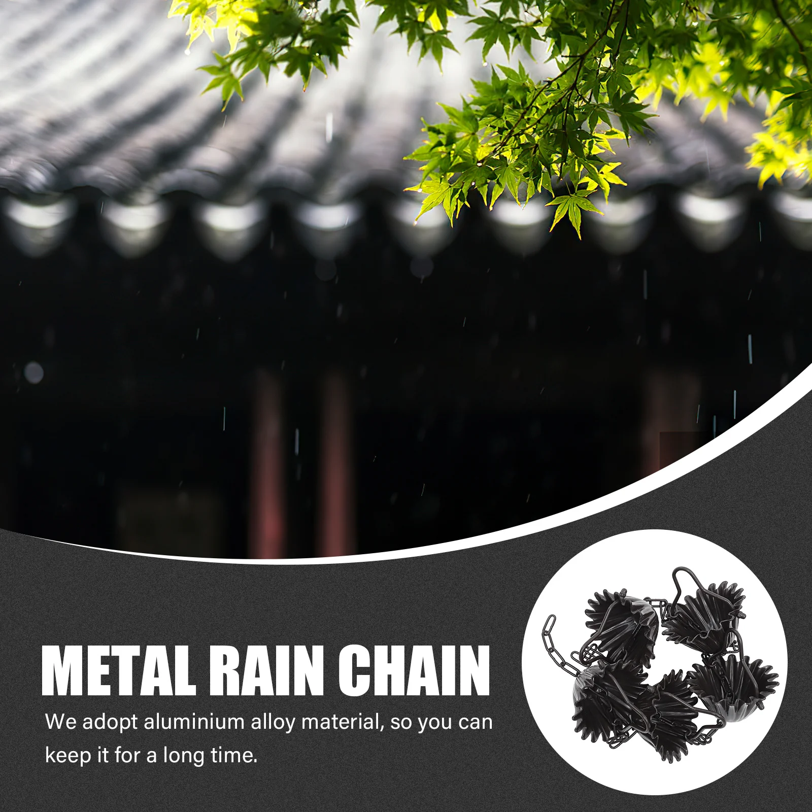 سلسلة المطر المصنوعة من سبائك الألومنيوم المزخرفة للمزراب، ديكور المنزل الخارجي يدوم طويلاً، تصميم فريد من نوعه لنقل المياه الوظيفي #1