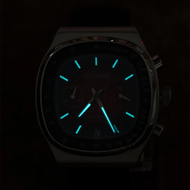 Proxima-Reloj de pulsera de cuarzo para hombre, cronógrafo de 39mm, cuadrado, Panda, resistente al agua, 10ATM, BGW-9, zafiro luminoso, esfera degradada VK64