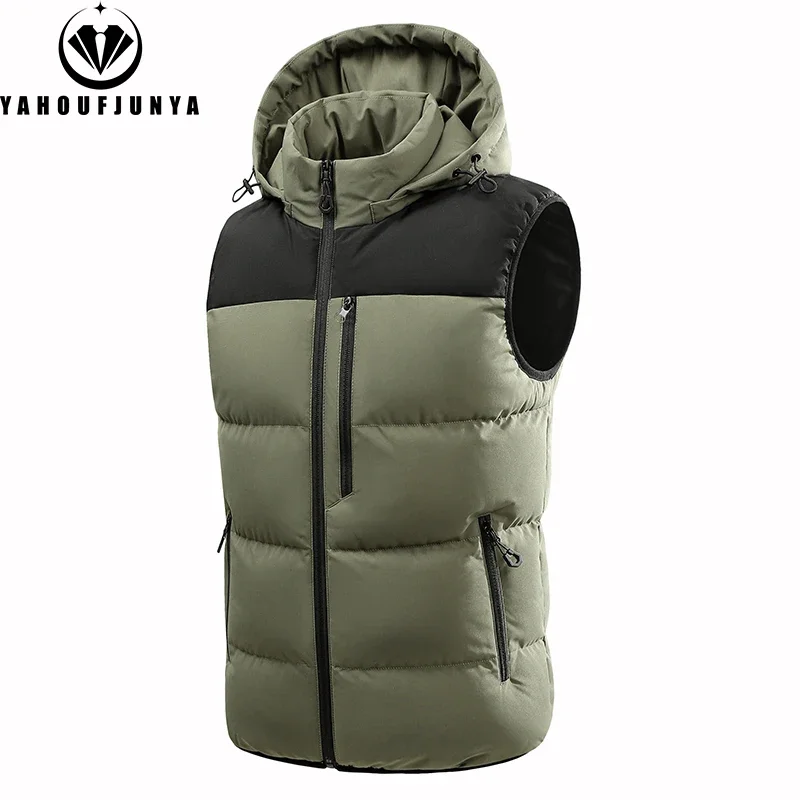 

Hots Winter Men Outdoor Windproof Fleece Detachable Hooded Vest Men Sleeveless Warm Casual Fashion Zipper Brand Vest Male Coat