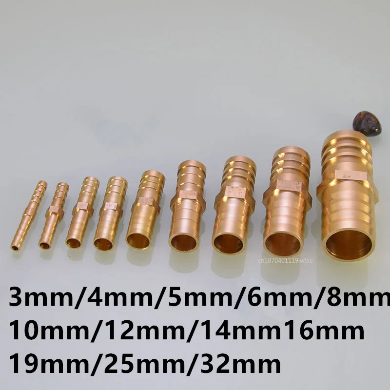 3 4 5 6 8 10 12 14 16 19 25 Mm Brass Straight Hose Pipe Fitting Equal Barb Water Pipe Joint Gas Copper Coupler Connector Adapter