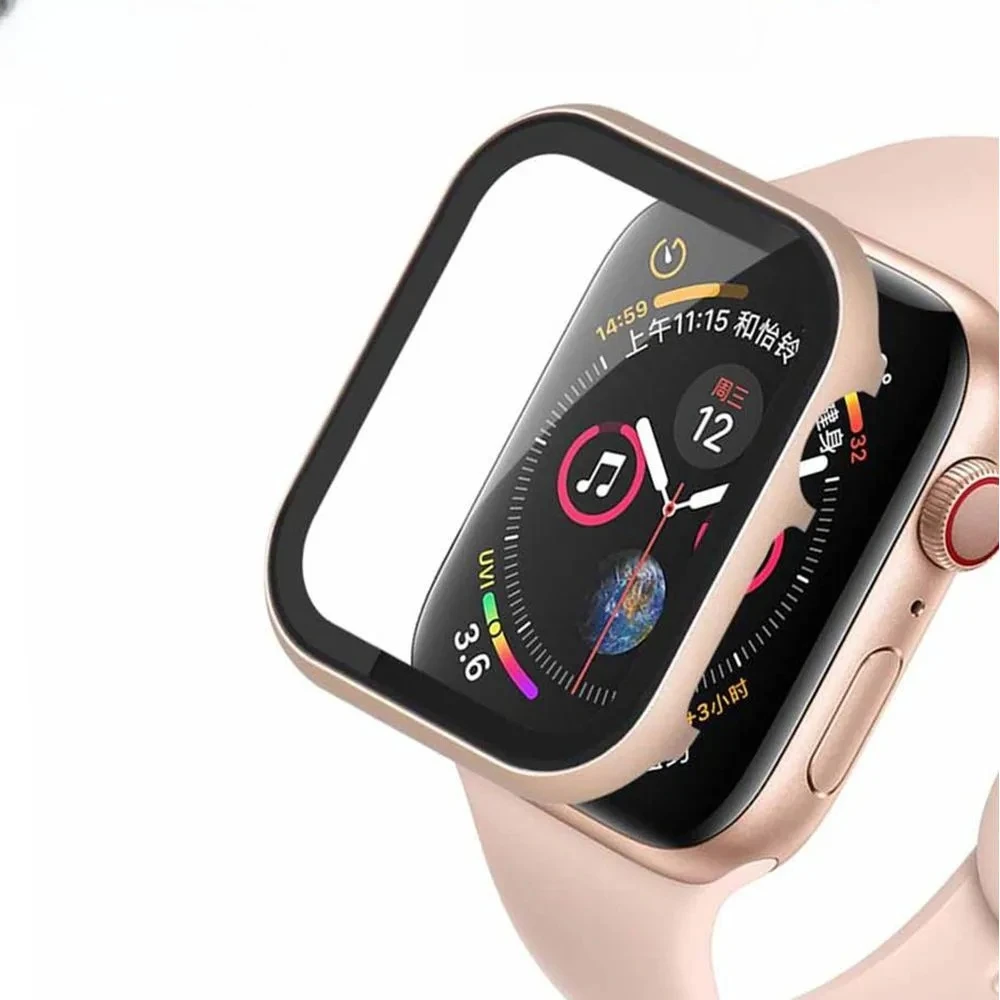 

Чехол для Apple Watch, чехол 45 мм, 41 мм, 44 мм, 42 мм, 40 мм, 38 мм, металлическая алюминиевая рамка, бампер, защитное стекло из закаленного стекла серии 6 SE 5 8 7