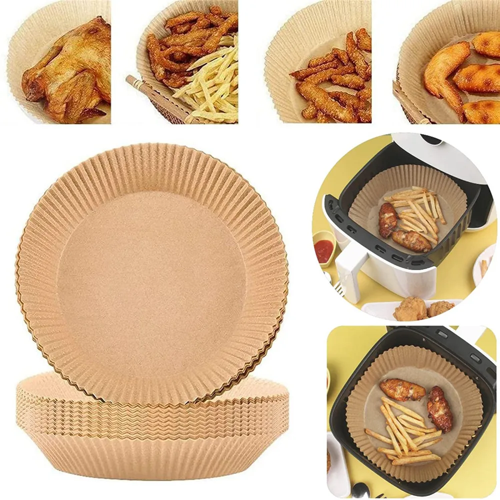 25/50pcs Air Fryer Disposable Paper For Air Fryer Cheesecake Air Fryer Accessories Parchment Wood Pulp Steamer Baking Paper