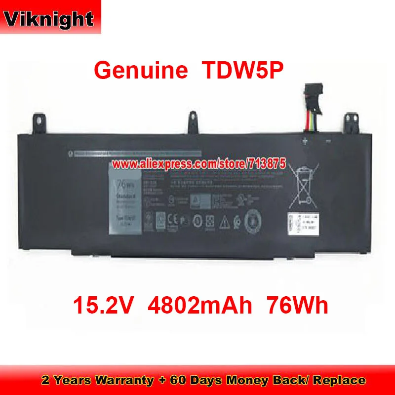 

Genuine TDW5P Battery 0V9XD7 for Dell Alienware 13 R3 ALW13C-D2718 ALW13CR-1738 ALW13CR-2508 ALW13CR-2718 15.2V 4802mAh 76Wh