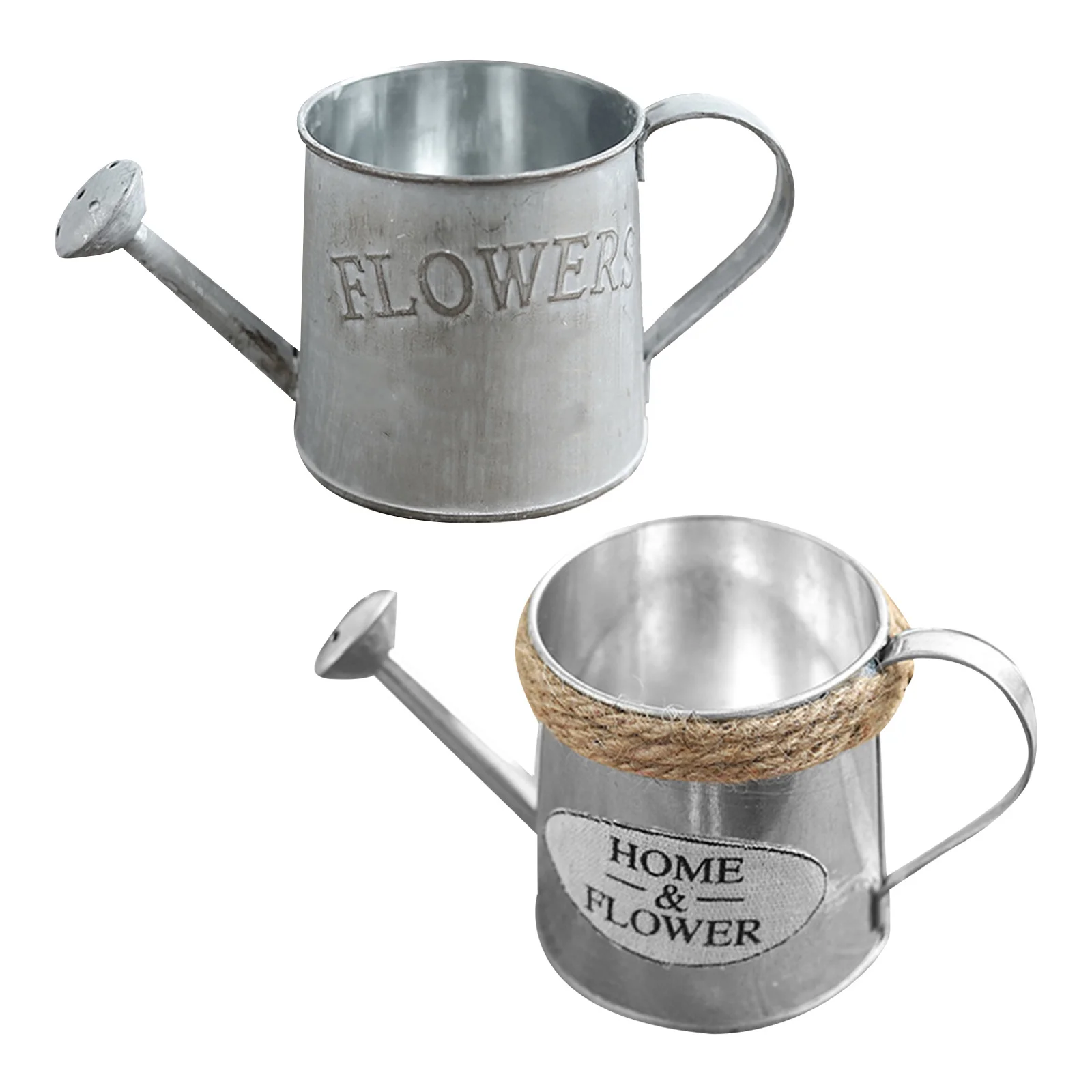 

2pcs Iron Watering Can Flower Arranging Vase Desk Decor Garden Home Decoration Vintage Metal Watering Pot Gardening Tool