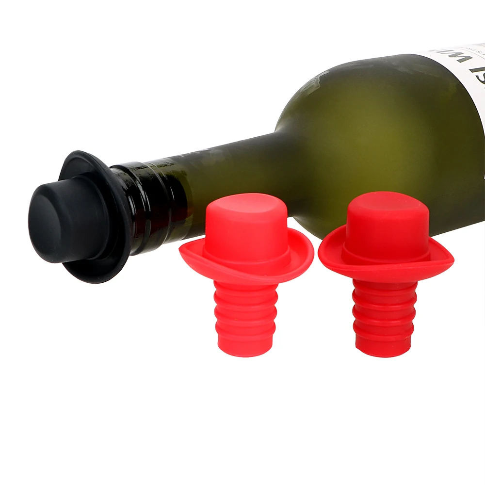 Kitchen Bar Supplies Beer Soda Cork Funny Bottle Plug Silicone Formal Hat Bottle Cap Cover Bar Tools Wine Stopper