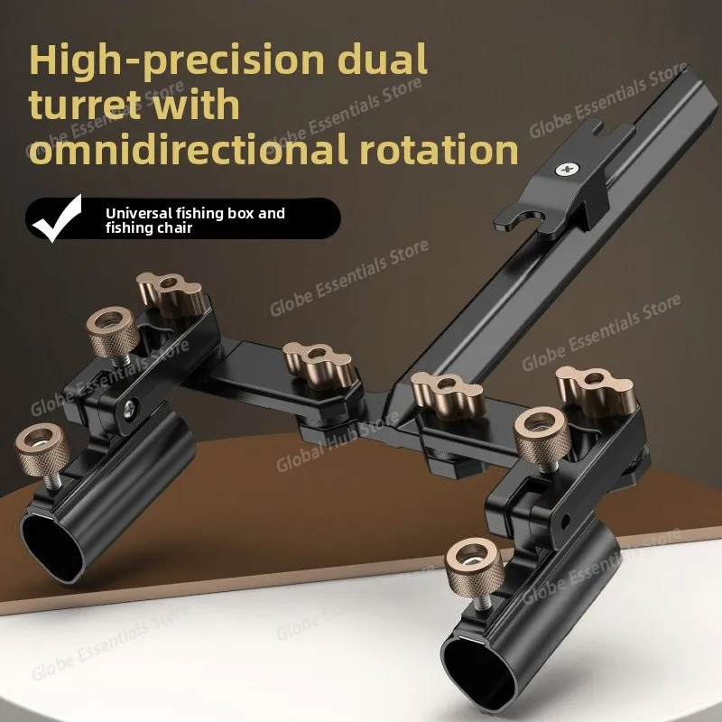 

Double Cannon Mount Fiing Chair Universal Dual Rod Dual Head Stand Fiing Gear Accory Cam Gear
