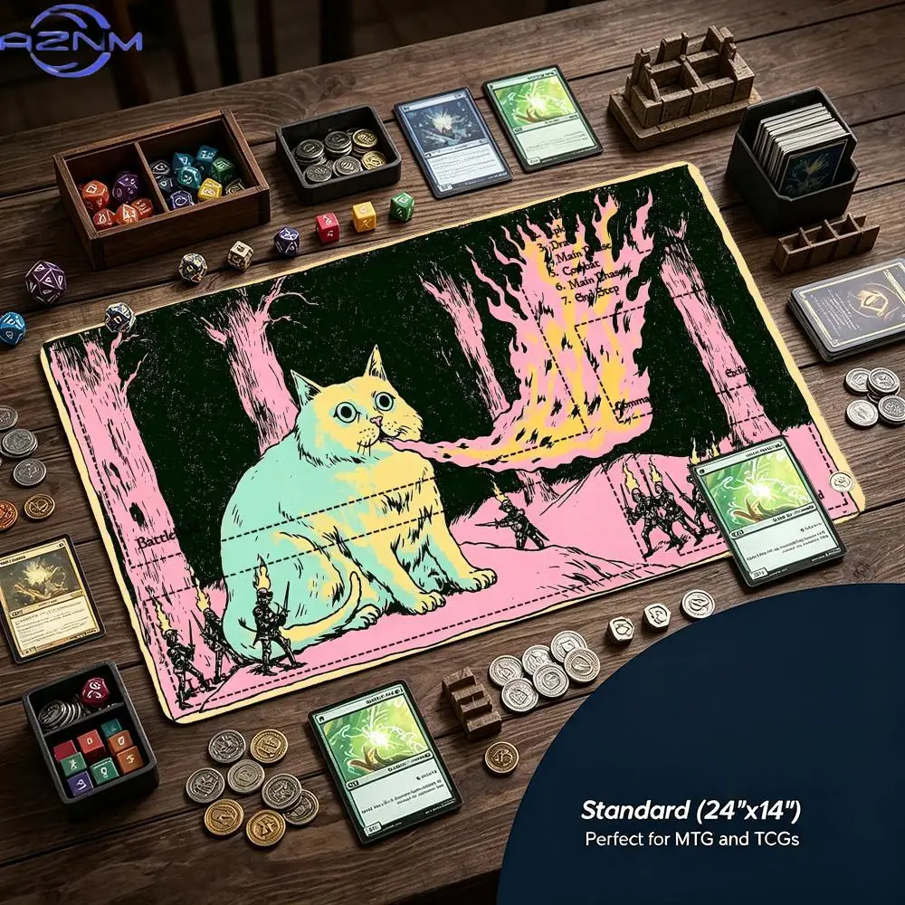 Cute Giant Cat Spit Fire Print Mouse Pad Playmat 24