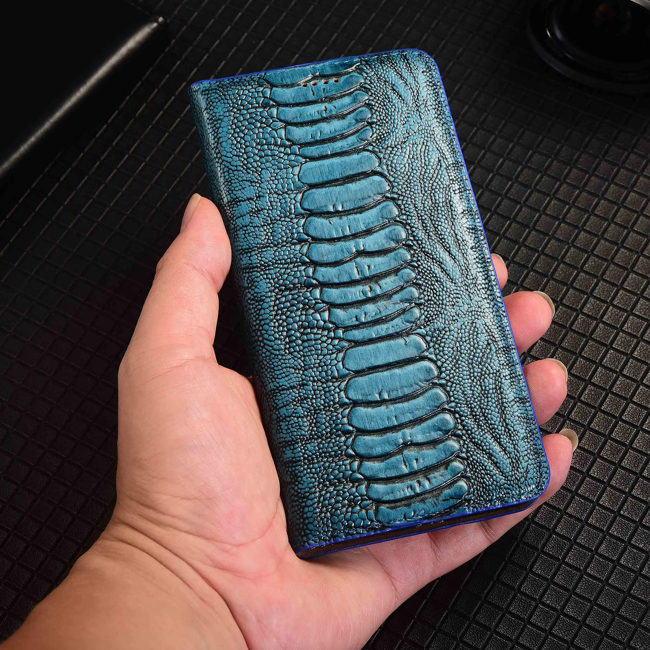 For Honor 8X 9X X10 X20 Pro SE Max Ostrich Feet Pattern Of Genuine Leather Wallet Flip Phone Cover Case Cowhide Scratch-Proof