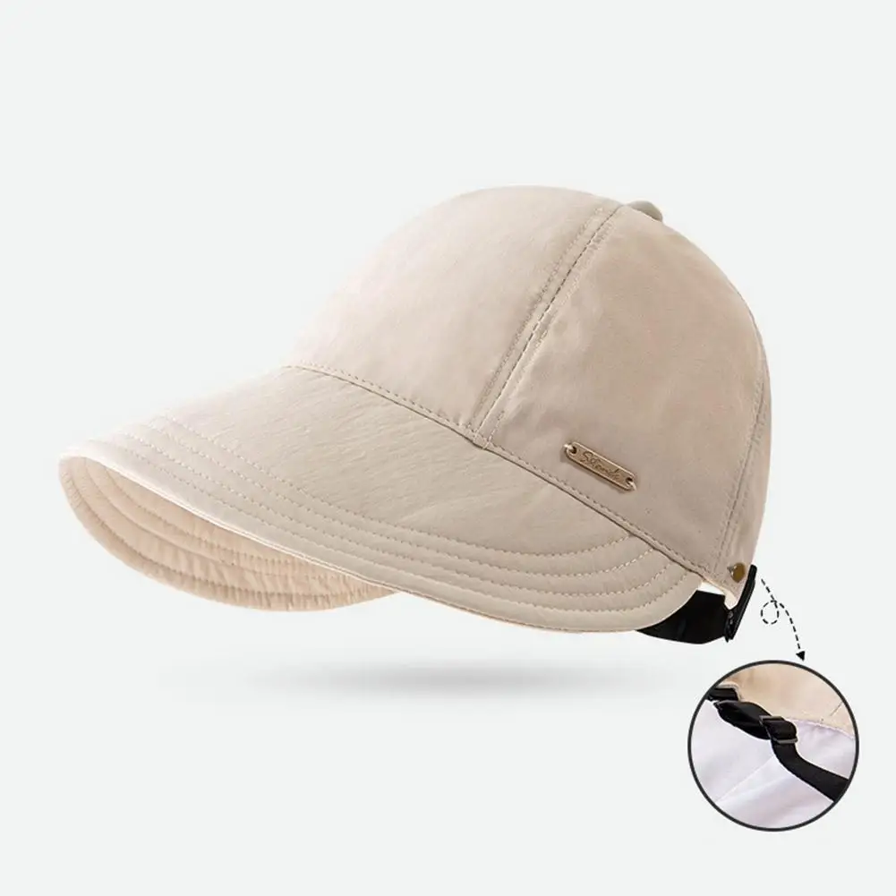 Damen-Fischerhut mit breiter Krempe, UV-Schutz, Pferdeschwanz-Sonnenhut, verstellbar, aus Polyester, für Outdoor-Reisen, Strand, Angeln, Visier, Bucket Cap – Detail 2