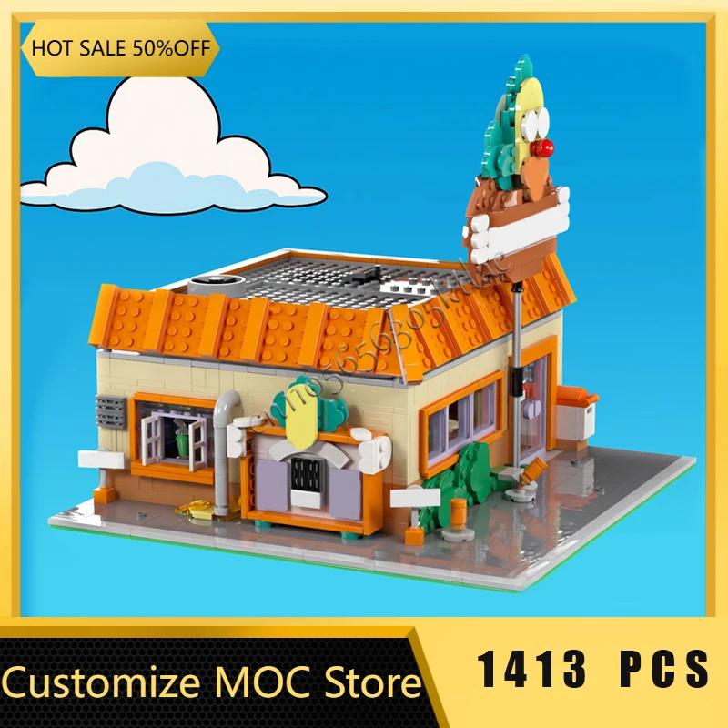 1413 قطعة نموذج مطعم برغر مع تصميم كرتوني وحدات اللبنات الاطفال الجمعية عرض اللعب مهرجان مفاجأة هدية #1