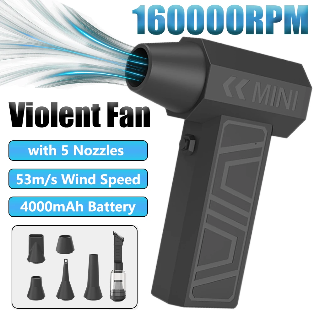 

X3S Handheld Turbo Violent Blowers with 5 Nozzles 160000RPM Mini Turbo JetFan Portable High-speed Vacuum Dust Cleaner Air Blower