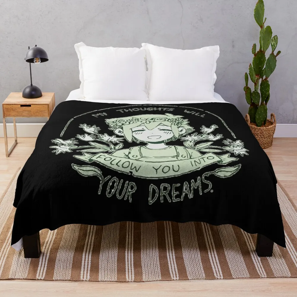 omori my thoughts will follow you into your dreams basil Throw Blanket Bed covers Hairys Picnic Blankets