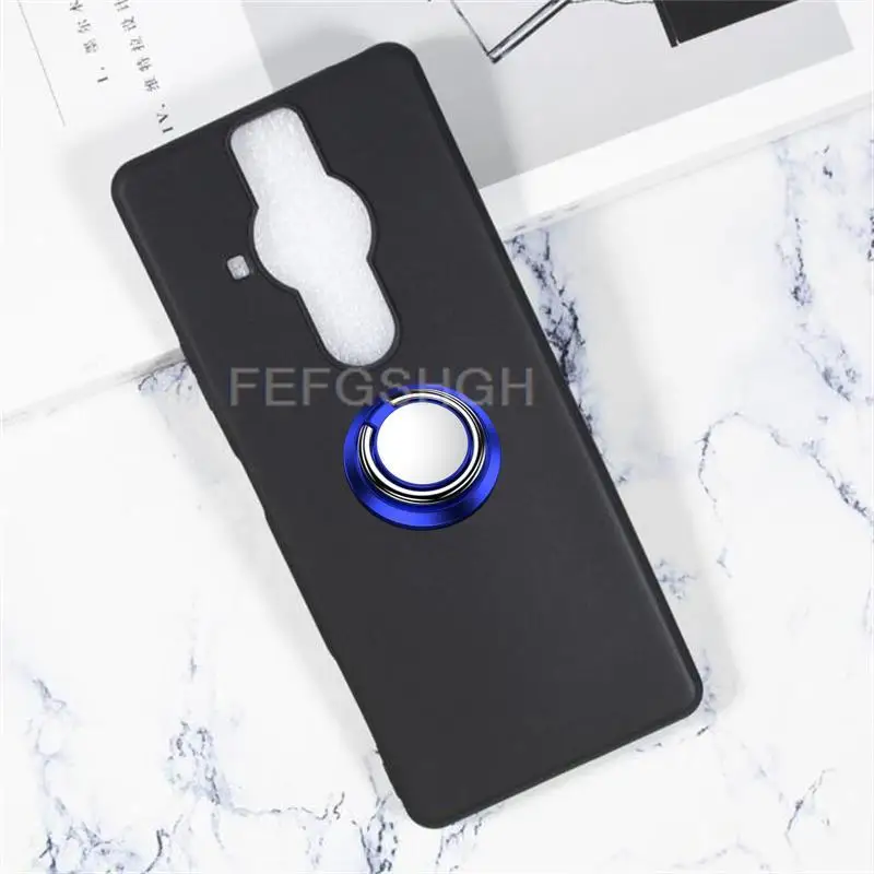 For Sony Xperia Pro-I Pro I XQ-BE62 XQBE62-B XQ-BE42 Back Ring Holder Bracket TPU Soft Silicone protect Case Anti falling shell