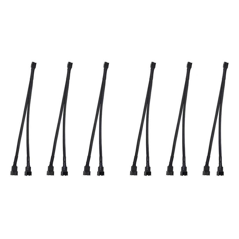สายแยกพัดลม PWM 6ชิ้น2Way 4Pin ปลอกต่อสายไฟ1To2ตัวแปลงสำหรับเมนบอร์ดคอมพิวเตอร์คอมพิวเตอร์ CPU