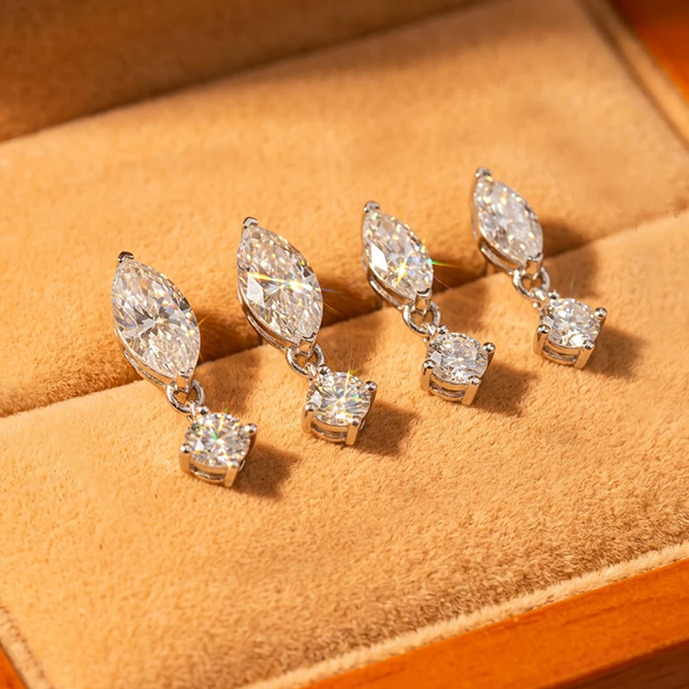 Anting-anting berbentuk tetesa - Moissanite Stud Earrings Round Cut 1Ct ulasan dan harga